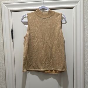 Gold Boxy Tank Top with Tan Accents